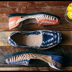 Gap + Ix Style Tan and peach huarache sandals